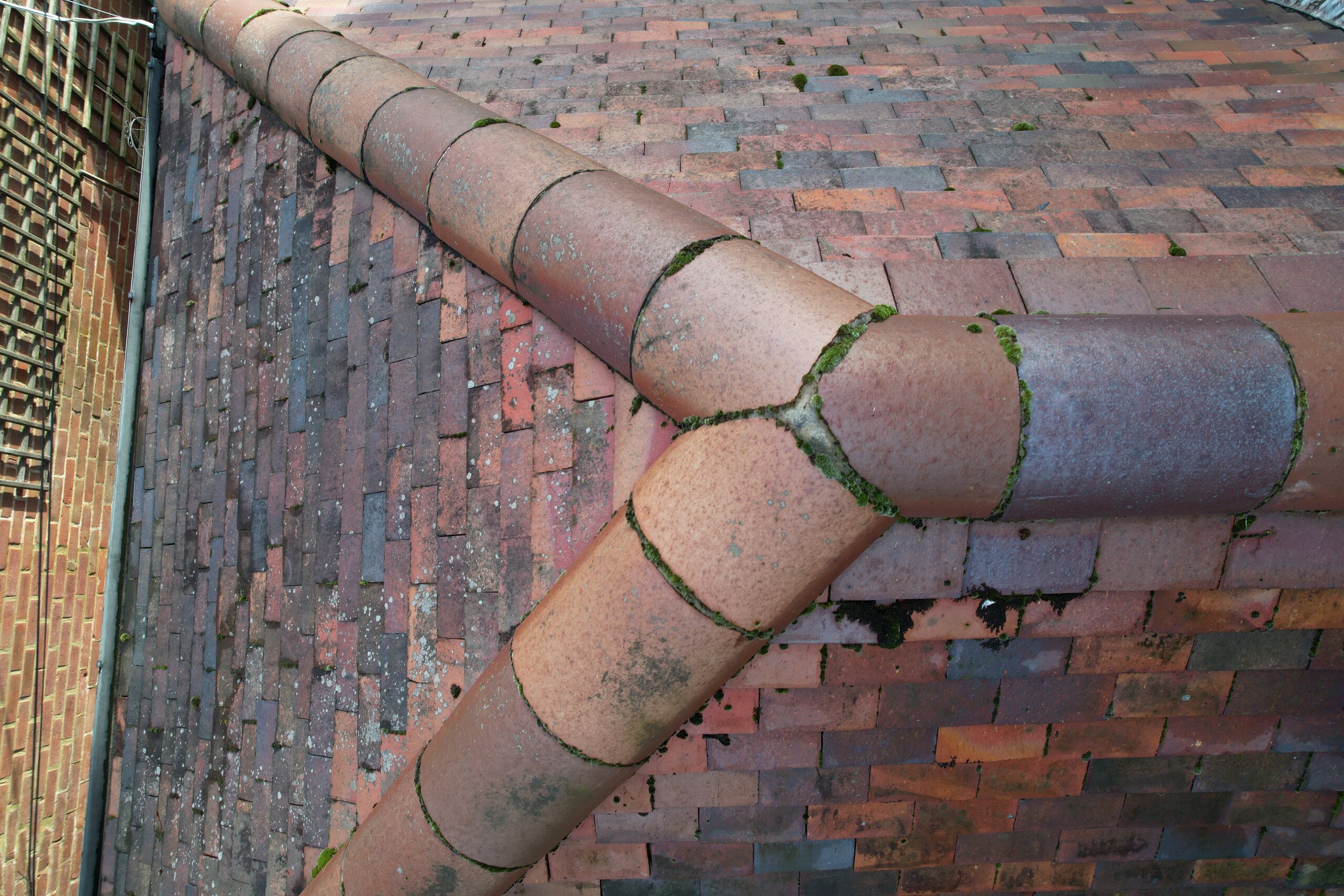 Roof valley aerial detail